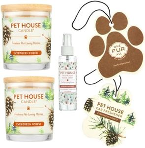 One Fur All Value Pack, Pet Friendly Candles, Concentrated Room Spray and Car Air Freshener, Long Lasting Plant-Based Pet Odor Candles for Home, Evergreen Forest