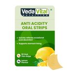 Veda Vital Nutrition Natural Anti Acidity Oral Strips | Pack of 1 contains 30 Thin Oral Strips ( Lemon Flavour ) Quick Relief | Quick Absorption | Aids Protein Digestion | Supports in Acidity,Gas, Bloating, Indigestion