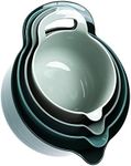 BoxedHome Nesting Mixing Bowl with Pour Spout and Handle, BPA free Microwave & Dishwasher Safe, for Baking, Cooking and Serving (Green ombre)