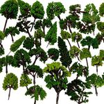 NW 32pcs Mixed Model Trees Model Train Scenery Architecture Trees Model Scenery with No Stands (Green)