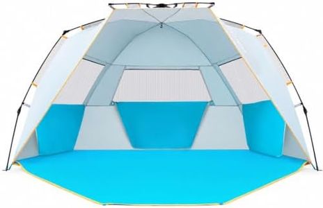 WolfWise Strandmuschel mit Schnellaufbau für 4-5 Personen – UV-Schutz 50+, Wasserabweisend, Privater Raum mit Reißverschlusstür & Mesh-Fenstern, Tragbar Strandzelt für Familie & Camping, Blau