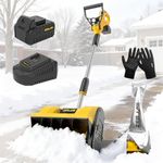 Cordless Electric Snow Shovel, 20V 12-Inch Snow Blower Cordless with Directional Plate and Adjustable Front Handle, Equipped with LED Lights for Driveway, Steps, and Walkways(4Ah Battery and Charger)