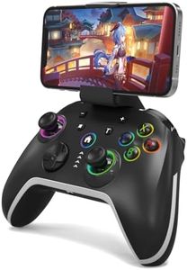 Bluetooth Controller Compatible with iPhone MFI/Android HID/ Switch/PC/Apple Arcade Games/Mac/Laptop/Steam Wireless Game Controller with Phone Clip RGB Lightning Turbo Vibration 6-Axis Gyro Dual Moto