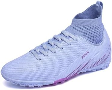Biayvisas Soccer Cleats for Mens Womens Turf Soccer Shoes Indoor Footall Cleats High Ankle TF AG FG Football Boots Wide Training Sneaker (USW_2501 Zi TF_43)