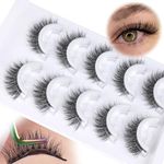 Natural Self Adhesive Lashes Cat Eye Lashes Wispy Self Adhesive Eyelashes No Glue Needed D Curl Reusable Fluffy Strip Lashes without Eyeliner Cat Eye False Eyelashes Natural Look 5 Pairs by Zegaine