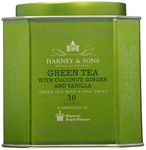 Harney & Sons GREEN TEA with COCONUT, GINGER and VANILLA, Loose Leaf,Full Leaf, Whole Leaf - 30 silken sachets