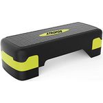 Atropos Aerobic Stepper For Cardio Workout with 2 Height Adjustments-[10&15 cm],4 Anti-Skid Rubber's Pad on Legs in 2 Different Sizes (68CM & 75CM). (Fitness Stepper 68cm-(Yellow Black))