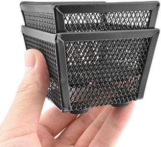 HAHIYO Stackable Paper Clip Mesh Holder Cup 2.2" Height 2 Pack Sturdy Paperclip Holder Container for Desk Drawer Organizer Collection for Home Office School Soft Foam Feet No Sharp Edges Black 2 Pieces