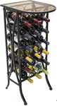 Sorbus Wine Rack Stand Bordeaux Chateau Style with Glass Table - Holds Bottles of Wine - Elegant French Style Wine Rack to Compliment Any Space - Minimal Assembly