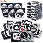 Black and White Baby Book Baby Sensory Toys High Contrast Sensory Books First Book Newborn Toys Early Educational Baby Books 0-6 Months Newborn Baby Gifts, 6 pcs