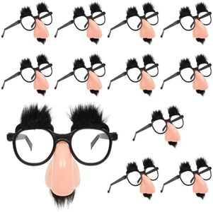 Juvale 12 Pack Funny Nose Disguise Glasses with Mustache, Birthday Party Favors, Halloween Costume Accessories
