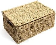 Woodluv Storage Boxes With Lids, Storage Baskets Woven Natural Seagrass, Shelves Basket, Gift Hamper basket, Storage Basket Organiser, Medium