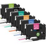 Replacement for Brother P-Touch Label Maker Tape TZe 12mm 0.47 Ribbon Laminated TZ Colored Refills Compatible with Brother P Touch PT-D210 D220 H110 1000 1280 D400 Cube, 1/2" x 26.2', 6 Pack