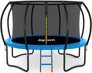 JoyBerri Trampoline for Kids and Adults 8Ft 10Ft 12Ft 14FT with Enclosure Net & Ladder, Recreational Outdoor Trampolines Anti-Rust with Bonus Sprinkler & LED Lights, ASTM Certified/Extra Sturdy