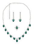 ZAVERI PEARLS Green Dazzling Austrian Diamonds Party Necklace Earring & Ring Set For Women-ZPFK15942