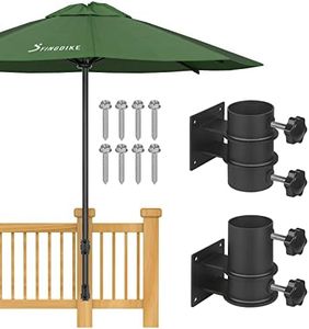 YINGDIKE Patio Umbrella Holder, Outdoor Umbrella Stands - Heavy Duty Umbrella Base and Clamp for Railing or Deck in Patio and Courtyard - Fit Max OD 2.1 Inch (Flat Mount)