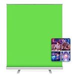 Green Screen, (43.3''/110cm) Portable Green Chromakey Background for Photo Background Video Studio, Wrinkle Resistant Green Screen Background with Pull-Up Safety Aluminium Base