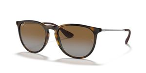 Ray-Ban RB4171 Erika Round Sunglasses, Light Havana/Polarized Grey Gradient Brown, 54 mm