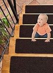 FINEHOUS Carpet Stair Treads Non-Slip 8 Inx30 In Brown - (15-Pack) Runners for Wooden Steps