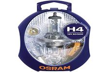 OSRAM CLKMH4 Minibox H4 mobile lamp replacement headlamp +5 spare lamps +3 flat fuses - clear/silver