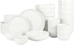 Gibson Home Rothernberg Stackable 40 Piece, Service for 8, White Porcelain Plates and Bowls Set