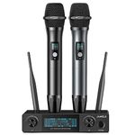 JAMELO Wireless Microphone, UHF Metal Handheld Microphone Set, Karaoke Microphone System with Receiver, Professional Mic for Home Karaoke Church DJ Singing Wedding Conference Meeting, 200ft