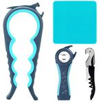 Latest Jar Opener Bottle Opener for Seniors with Arthritis,Weak Hands, Jar Lid Opener Tool with Rubber Jar Gripper Pad and Corkscrew Wine Opener