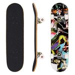 Hikole Complete Wooden Skateboard 79 x 20 cm Canadian Maple 31 Inch 88A Wheels for Beginners Children and Adults