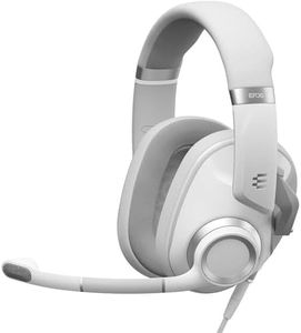 EPOS H6PRO Closed Acoustic Professional Gaming Headset; Detachable Lift-to-Mute Mic; Over-Ear; Lightweight & Comfortable; PC, Xbox, Playstation, Switch Compatible; Wired Headset (Ghost White)
