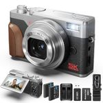 NBD 64MP Digital Camera with 5K Vlogging Capability, 180° Flip Screen, 18X Zoom - Compact Point and Shoot Camera for Beginners, Includes 32GB SD Card and 2 Batteries (Silver)