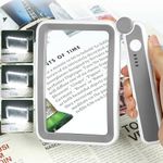 Tobegiga Rechargeable 5X Magnifying Glass for Reading, Handheld Page Magnifying Glass with Light for Low Vision Seniors, Lightweight LED Magnifier for Reading Books, Newspaper, Small Print