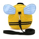 (Yellow+Blue) - Hipiwe Baby Walking Safety Harness Reins Kid Toddler Strap Backpack Child Safety Harness Assistant with Leash Bee with Blue Wings