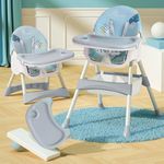 R For Rabbit Sugar Doodle High Chair | 2 in 1 High Chair Cum Booster Chair | Newborn Feeding Chair | Kids High Chair | Dual Detachable and Adjustable Meal Tray | Age 0.6 to 5 Years | 6 Months of Warranty | (Lake Blue)