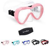 OMGear Diving Mask Snorkeling Gear Kids Adult Snorkel Mask Dive Goggles Silicone Swim Glasses Scuba Free Diving Spearfishing Anti-Leak Anti-Fog Neoprene Strap Cover Impact Resistance (Pink -Adult)