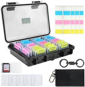 Micscrew 37 Slots Memory Card Case & 36 Transparent Card Cases & 60 Visual Sticky Notes, Water-Resistant Anti-Shock Anti-Dust SD Card Holder Storage,SD Card Case for Camera Memory Card（Clear Plastic）