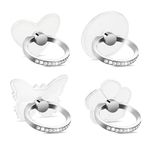 WLLHYF 4 Pcs Rhinestone Cell Phone Ring Holder Transparent 360° Degree Rotation Universal Phone Ring Holder Finger Kickstand Clear for All Mobile Phones