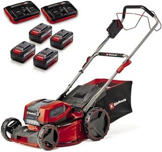 Einhell Akku-Rasenmäher GP-CM 36/47 S Li BL Kit Power X-Change (36 V, 47 cm Schnittbreite, bis 700 m², Brushless, 65 L Fangkorb, Radantrieb, inkl. 4x 4,0 Ah + 2x Twincharger)