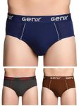 Genx Gusto Men's Brief -Stylish & Comfortable, 100% Combed Cotton Underwear(Pack of 3)(Color May Vary)