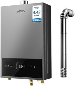 APUS Tankless Water Heater Natural Gas, Up to 4.42 GPM, Indoor Tankless Water Heater, 95,000 BTU on Demand Instant Hot Water Heaters with Smart Digital Display,Space Gray