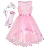 Sunny Fashion Flower Girls Dress Pink Princess Crown Dress Up Party Size 4 Years