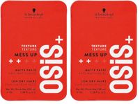 Schwarzkopf Professional OSiS+ Mess Up Hair Styling Matte Paste |Easy to Mould |Easy to apply and Wash | Vegan | Medium Hold | Dry and Non-Greasy | Matte finish| Pomade | 100 ml (Pack of 2)
