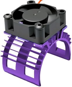 Alloy Heat Sink with 5V Cooling Fan for 1/10 RC Car - Compatible with 540, 550, 3650 Size Brushless Motor (Purple)