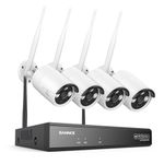 SANNCE Wireless CCTV Security Camera System 8CH 5MP NVR Recorder with 4x 3MP Outdoor Home Wifi Surveillance Security IP Cameras, Dual WiFi, Works with Alexa, Motion Detection, NO Hard Drive