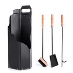 Fireplace Tools Set 4 PCS Fireplace Companion Sets,Firepit Poker Toolse with Shovel, Broom, Poker & Holder, Fire Place Accessories Set for Outdoor Indoor Fire Pit Modern Tool