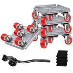 HASTHIP® 5-Wheel Furniture Lifter Mover Set, 600kg Heavy Duty Furniture Move Roller Tools with Anti-Slip for Sofa, Wardrobes, Washing Machines, Fridge Adjustable Height