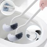 2 Pcs Toilet Brush, Curved Design Angled Cleaner Brush Scrubber for Deep Cleaning, Long Plastic Handle and Flexible Bristles