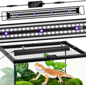 LED UVB Light for Reptiles, 16 inch UVA UVB Reptile Light Fixture with 4 Auto Ferguson Zone Modes & Dimming, 15W Aluminum Smart Habitat Lamp for Bearded Dragons, Turtles, Snakes, Leopard Geckos