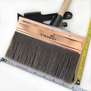 7-Inch Deck Stain Brush Applicator with Hybrid Wavy-Crimped & Straight Bristles – Heavy Duty Deck Paint Brush with Threaded Handle,Compatible with Extension Poles for Decks, Fences & Textured Surfaces
