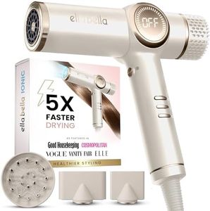 ELLA BELLA® Professional Ionic Hair Dryer with Diffuser • Negative Ion Blow Dryer • Suitable All Hair Types • Intelligent Heat Control & Rapid Drying Speeds • Lightweight Design • Low Noise Technology