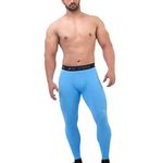 ReDesign Apparels Men's Nylon Skins Base Layer Gym Compression Pants Tights (Blue, Medium )